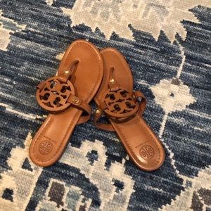 brown tori burch flip flops